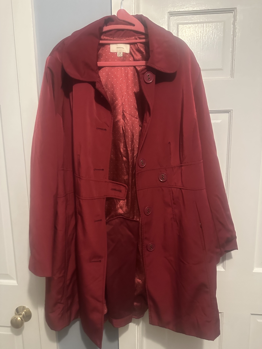Merona Deep Red Women's Trench Coat with Button Front